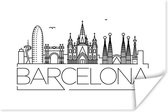 Poster Skyline "Barcelona" zwart op wit - 30x20 cm