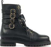 Lina Locchi Vrouwen Leren       Veterboots / Laarzen / Damesschoenen L1091 bl - Zwart - Maat 36