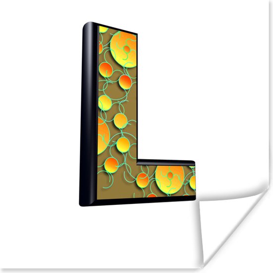 3d L tegen een witte achtergrond poster 30×30 cm – Foto print op Poster (wanddecoratie woonkamer / slaapkamer)