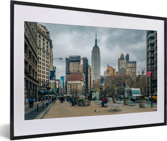 Fotolijst incl. Poster - New York - Empire State Building - Winter - 60x40 cm - Posterlijst