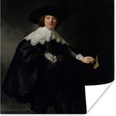 Poster Huwelijksportret van Marten Soolmans - Schilderij van Rembrandt van Rijn - 75x75 cm