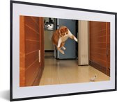 Cadre photo avec affiche - Chat - Saut - Jouets - 40x30 cm - Cadre pour affiche