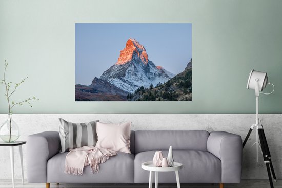 Poster Le Cervin en Suisse au lever du soleil 120x80 cm - Tirage photo sur Poster (décoration murale salon / chambre)