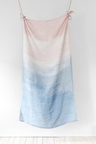 SAARI - Sauna- & Strandlaken - gewassen linnen - roze/blauw - 95x180cm