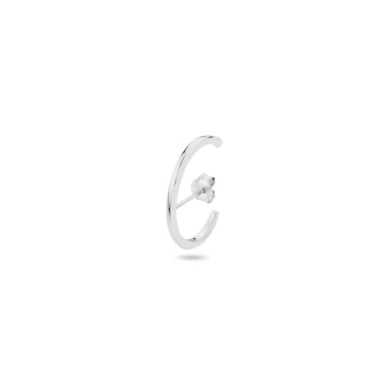 YO&NO - Oorbellen - Zilver -  Oorsteker - 1.3mm - 24mm - Half rond -  Sieraden vrouw - Poli - Gerhodineerd -  Zilver 925