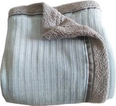 Handgemaakte woondeken of plaid gebreide chenille lichtblauw 190 x 145