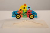 Heppiedepeppie Kids-Kinderpuzzel-Politieauto-3D-Hout