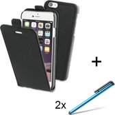 BeHello 2 in 1 Flip Case voor Apple iPhone 6 / 6S  Hoesje met Klepje - Zwart + 2 stuks Styluspennen