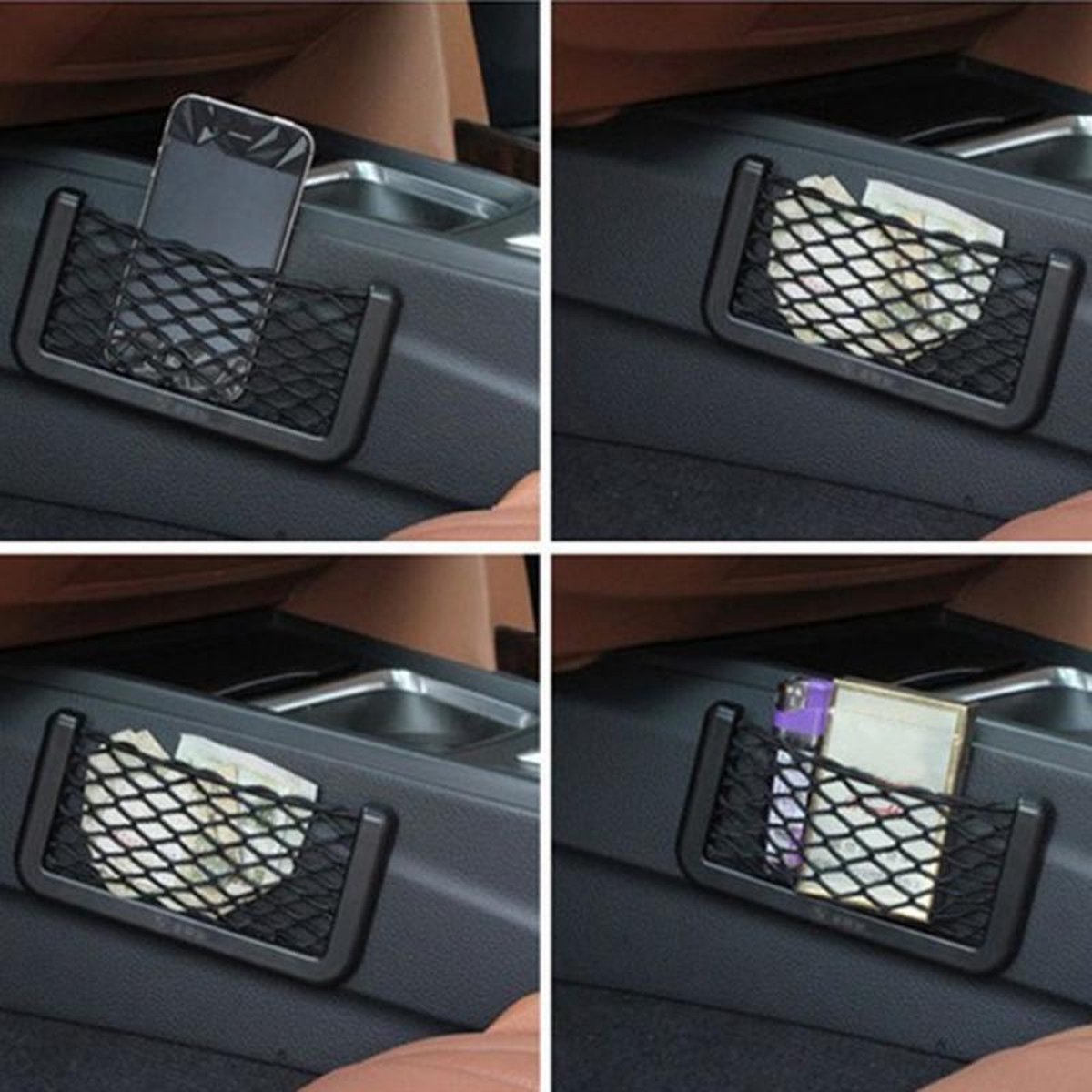 Porte-téléphone portable noir poche filet pour voiture de camping-car