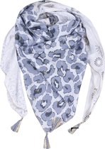 sjaal -vierkant- korenblauw - Ibiza stijl - 4 verschillende vlakken met print