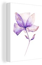 Toile Peinture Fleurs - Aquarelle - Violet - 90x120 cm - Décoration murale