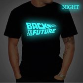 Zwart T shirt met  " Back to the Future " Glow in the Dark print Blauw size L