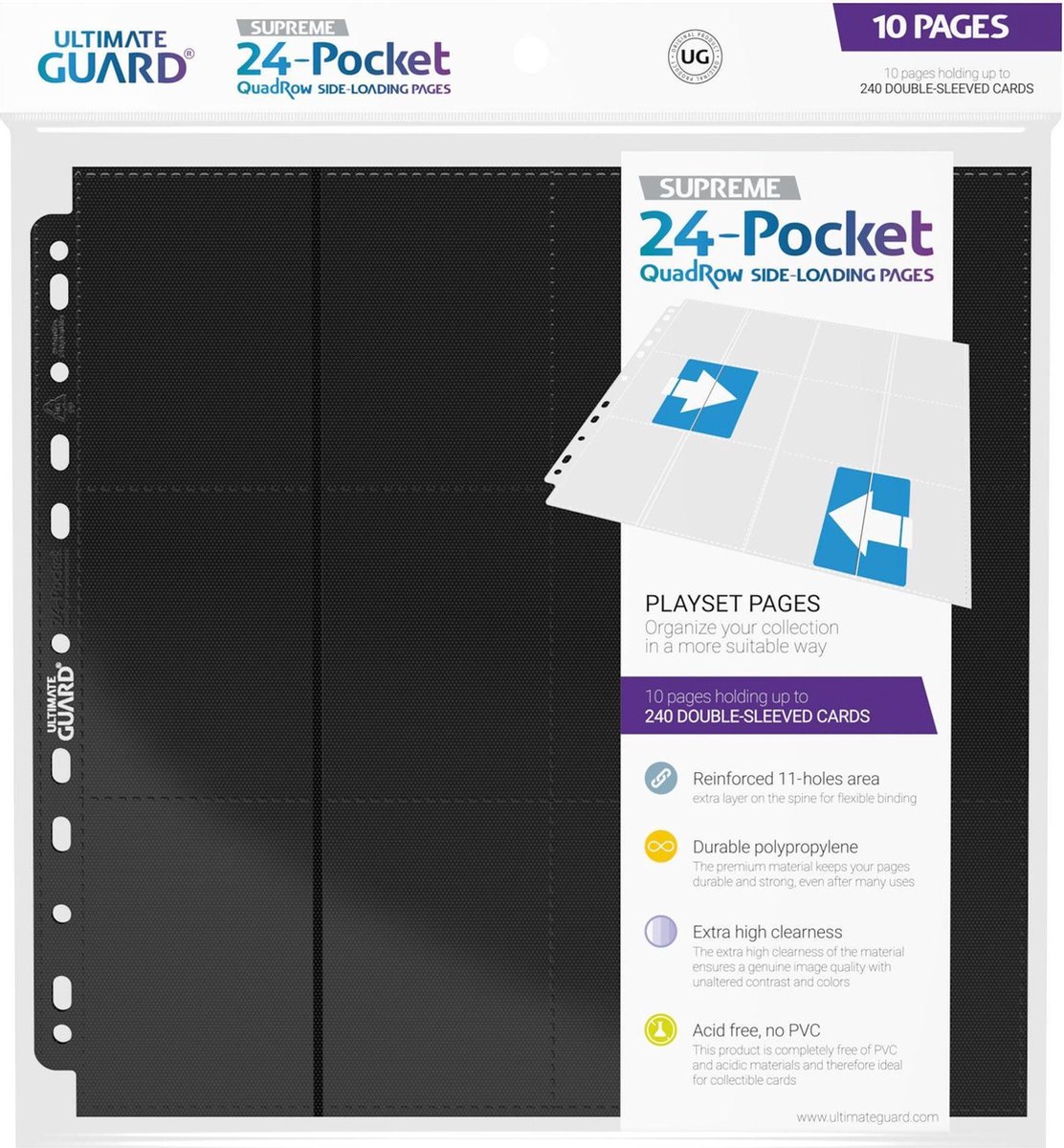 Ultimate Guard 24-Pocket QuadRow Pages Side-Loading (10) - Black