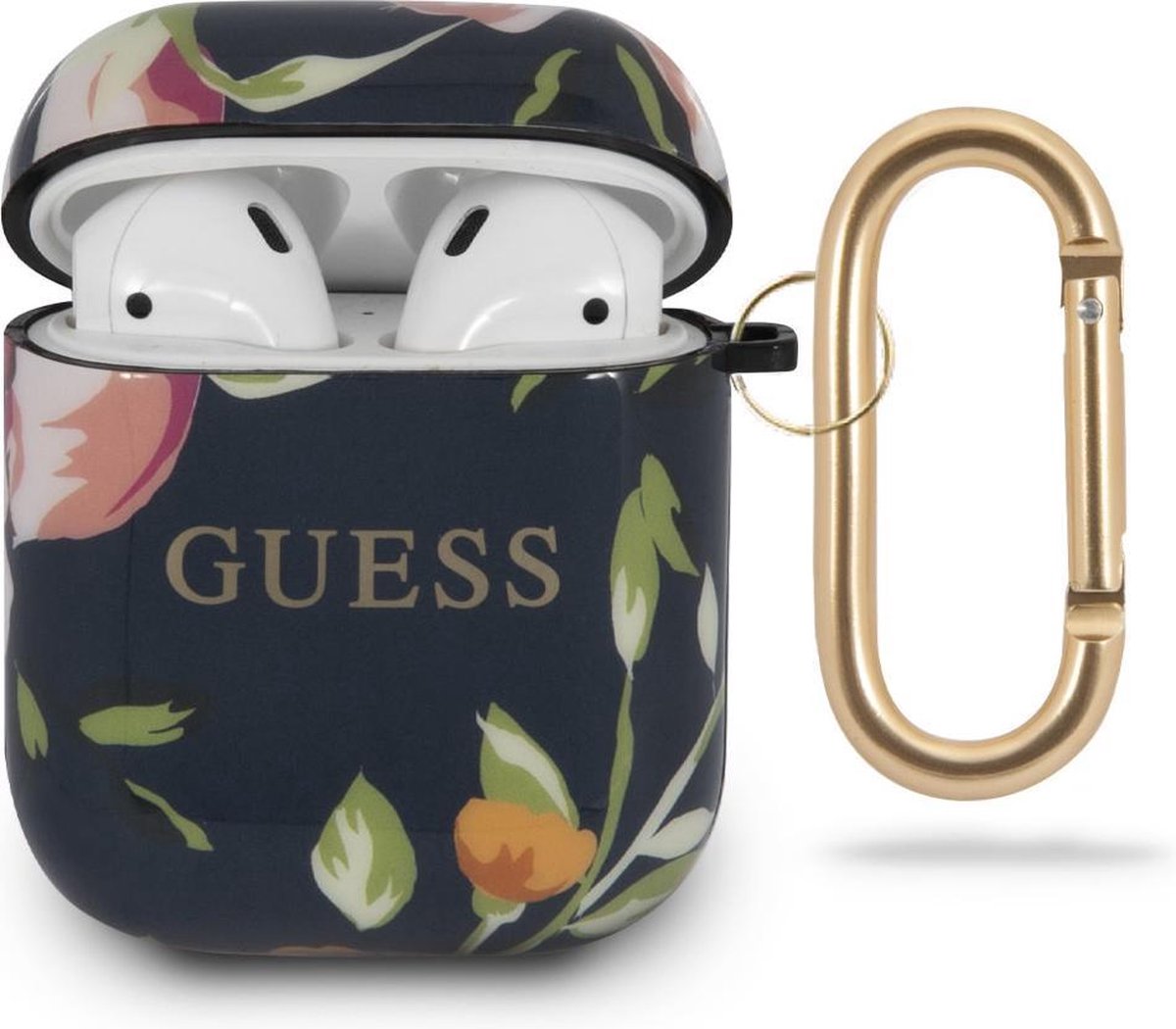 Guess AirPods - AirPods 2 Case - Blauw - Bloemenpatroon