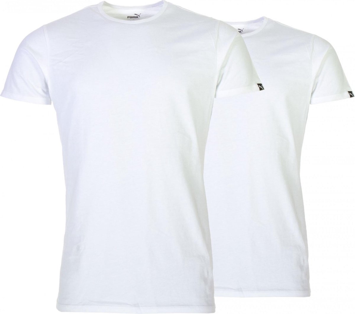 PUMA Basic Heren t-shirt round neck 2-pack - Wit – Maat L