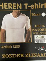 V-hals heren T-shirt katoen - 2-pack - wit - maat L