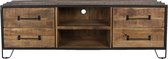 Clayre & Eef Tv meubel 180*46*60 cm Bruin Hout / ijzer Rechthoek Tv kast Boekenkast Opbergkast