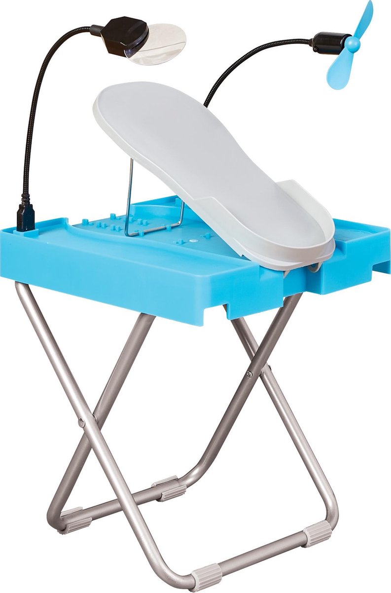 Salon Step Deluxe, verstelbare pedicure voetensteun – incl lamp, vergrootglas en ventilator