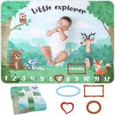 Mijlpaaldeken - Kraamcadeau Jongen - Milestone Deken - Babyshower Cadeau - Inclusief Frames - 130x100 cm