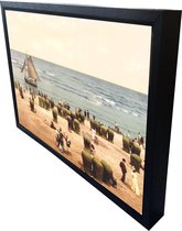 Oud Stadsgezicht Scheveningen - Strand, Zee & boot - Oude Foto Print op Canvas Doek 90x60cm