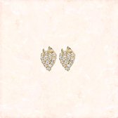 Jobo By JET - Aardbeien oorbellen - knopjes - Goud – diamantjes