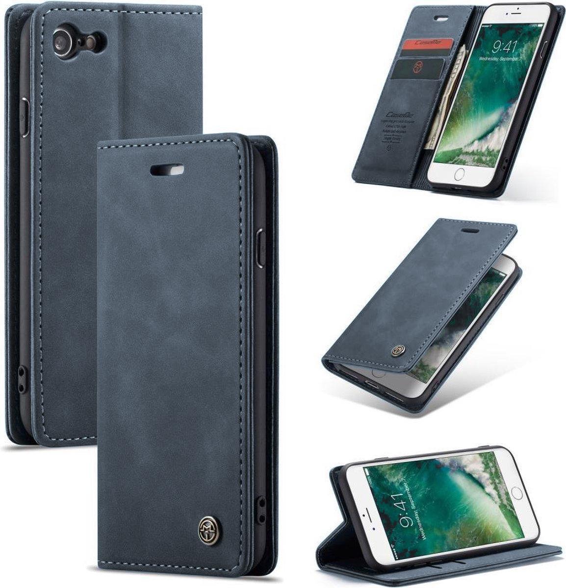 Casemania Hoesje Geschikt voor Apple iPhone 7 & 8 Shadow Gray - Dunne Portemonnee Book Case - Slim Wallet Case met Pasjeshouder