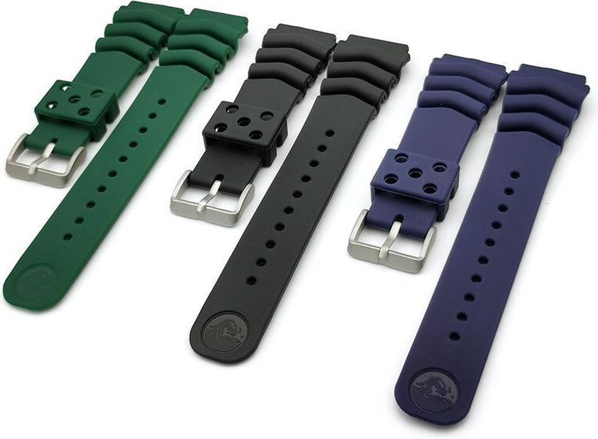 20mm Rubber Siliconen horlogeband zwart passend op Seiko Citizen 20 mm  armband Bandje | bol.com