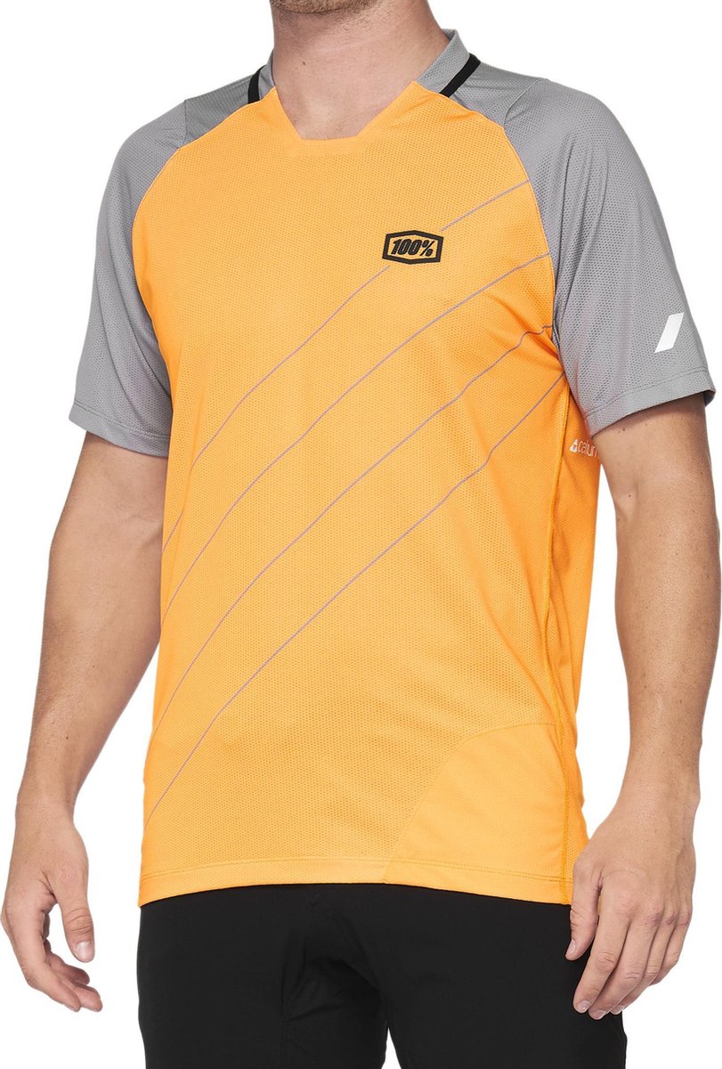 100% MTB Fietsshirt Celium - OranjeGrijs - S