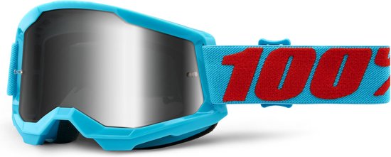 100% Crossbril MTB Strata 2 met Mirror Lens - Lichtblauw / Rood