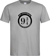 Grijs T Shirt met Harry Potter  " Platform 9 3/4 " print Zwart size XXXL