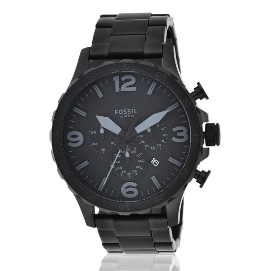 Fossil Nate JR1401 Herenhorloge 50 mm - Zwart
