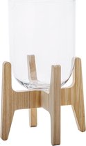 Vaas op Voet - Standaard - Bloempot - Glas - 38cm - Houten Voet