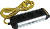 Stanley Stekkerdoos, 3 stopcontacten met randaarde (type F), kabel 2 m, 3G1.5, gebruik binnenshuis, zwart/geel/zilver