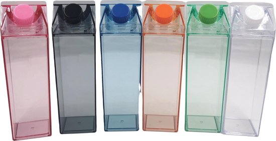 500ml Boîte à Lait En Plastique Carton De Lait Acrylique Bouteille D'eau  Clair Transparent Carré Bouteilles De Jus pour Sports De Plein Air Voyage