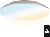 HOFTRONIC - LED Plafondlamp met noodaccu - Plafonnière - Chroom - 18 Watt - IP65 waterdicht - 6500K Daglicht wit - 1900 Lumen - IK10 Stootveilig - Ø30 cm - Geschikt voor badkamer - Voor binnen en buiten - 3 jaar garantie