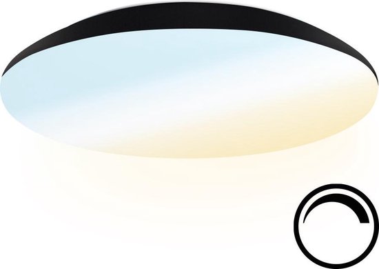 HOFTRONIC - Dimbare LED Plafondlamp - Plafonnière - Zwart - 25 Watt - IP65 waterdicht - Kleur instelbaar (2700K, 4000K & 5000K) - 2600 Lumen - IK10 Stootveilig - Ø38 cm - Geschikt voor badkamer - Voor binnen en buiten - 3 jaar garantie