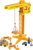 Houten bouwkraan truck - Geel - Houten speelgoed vanaf 3 jaar