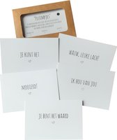 Pluimpjes set 1 - complimentenkaartjes met lieve positieve teksten - complimenten - Liefs op papier
