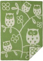 Klippan wollen wiegdeken Uil - groen - 65x90cm