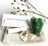 Welkom lief wondertje -zakje (edelsteen, trommelsteen, nieuw leven, babygeschenk, babykamer, geboorte, kraamcadeau, nieuw begin, baby, kindje op komst, baby girl, baby boy, innerli