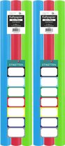 Assortiment kaftpapier voor schoolboeken - Lime groen, turquoise, rood - 200 x 70 cm - 6 rollen