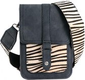 Schoudertasje met zebra vachtje-zwart