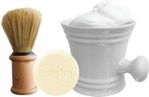 The Shave Factory Shave Set Wit.  Porceleinen Scheerkom, Scheerkwast en Shaving Soap, traditioneel Scheren