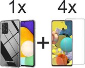 iParadise Samsung Galaxy A72 hoesje transparant siliconen case hoes cover hoesjes - 4x samsung galaxy a72 screenprotector