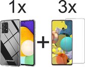 iParadise Samsung Galaxy A72 hoesje transparant siliconen case hoes cover hoesjes - 3x samsung galaxy a72 screenprotector