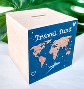 Houten spaarpot | Reizen | Vakantie | Wereldreis | Travel fund | Vakantiegeld | Sparen | Rondreizen | Wereldkaart
