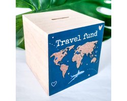 Houten spaarpot | Reizen | Vakantie | Wereldreis | Travel fund | Vakantiegeld | Sparen | Rondreizen | Wereldkaart