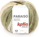 Katia Paraiso-100% katoenen garen-Kaki-Citroengeel-Bleekrood