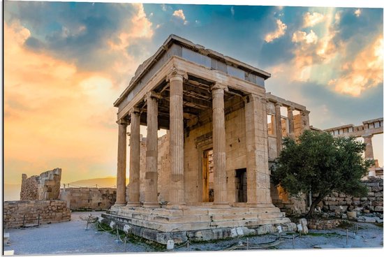 Dibond - Akropolis, Athene, Griekenland - 90x60cm Foto op Aluminium (Met Ophangsysteem)