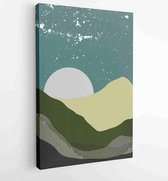 Earth tones landscapes backgrounds set with moon and sun. Abstract Plant Art design for print, cover, wallpaper, Minimal and natural wall art. 3 - Moderne schilderijen – Vertical –